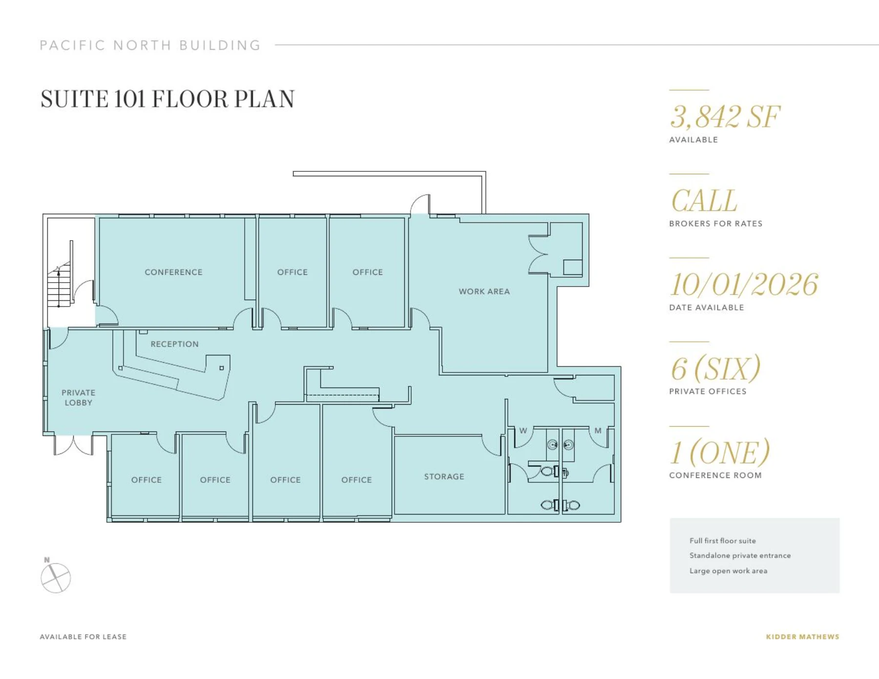 Architectural floor plan for first-floor Suite 101